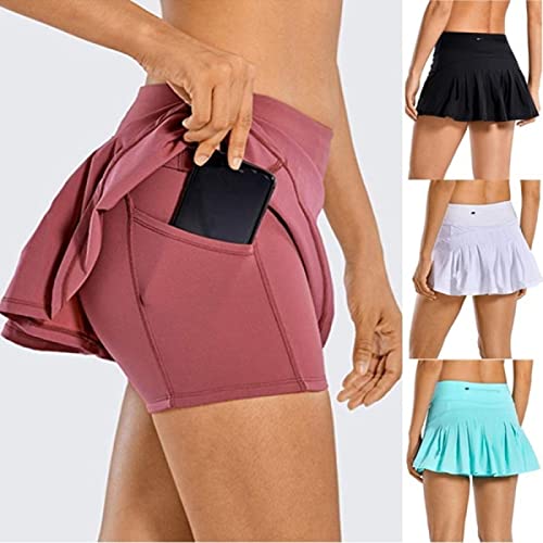Saia de tênis feminina esportes esportes yoga shorts saia curta cor sólida motim fitness shorts de c