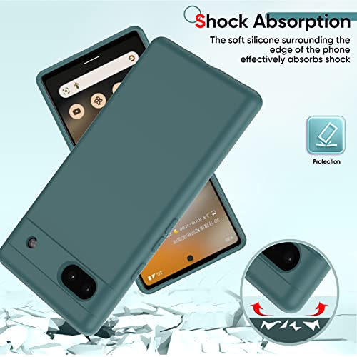 Coque Pixel 6A LeYi en silicone vert avec 2 verres trempés