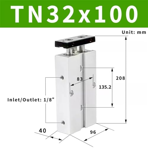 Cylindre pneumatique TN32 compact haute précision double action 32mm - 3