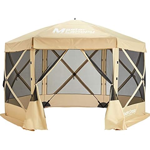 MASTERCANOPY Portable Screen House Room Pop up Gazebo Outdoor Camping Tent with Carry Bag(12x12, Beige) Cover