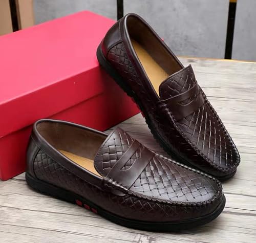 Santimon Mens Casual Shoes Leather Penny Loafers Slip On Shoes for Men-Comfort Breathable Walking Mocasines Summer Driving Boat Shoes4