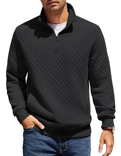 COOFANDY Mens Quarter Zip Pullover Quilted...
