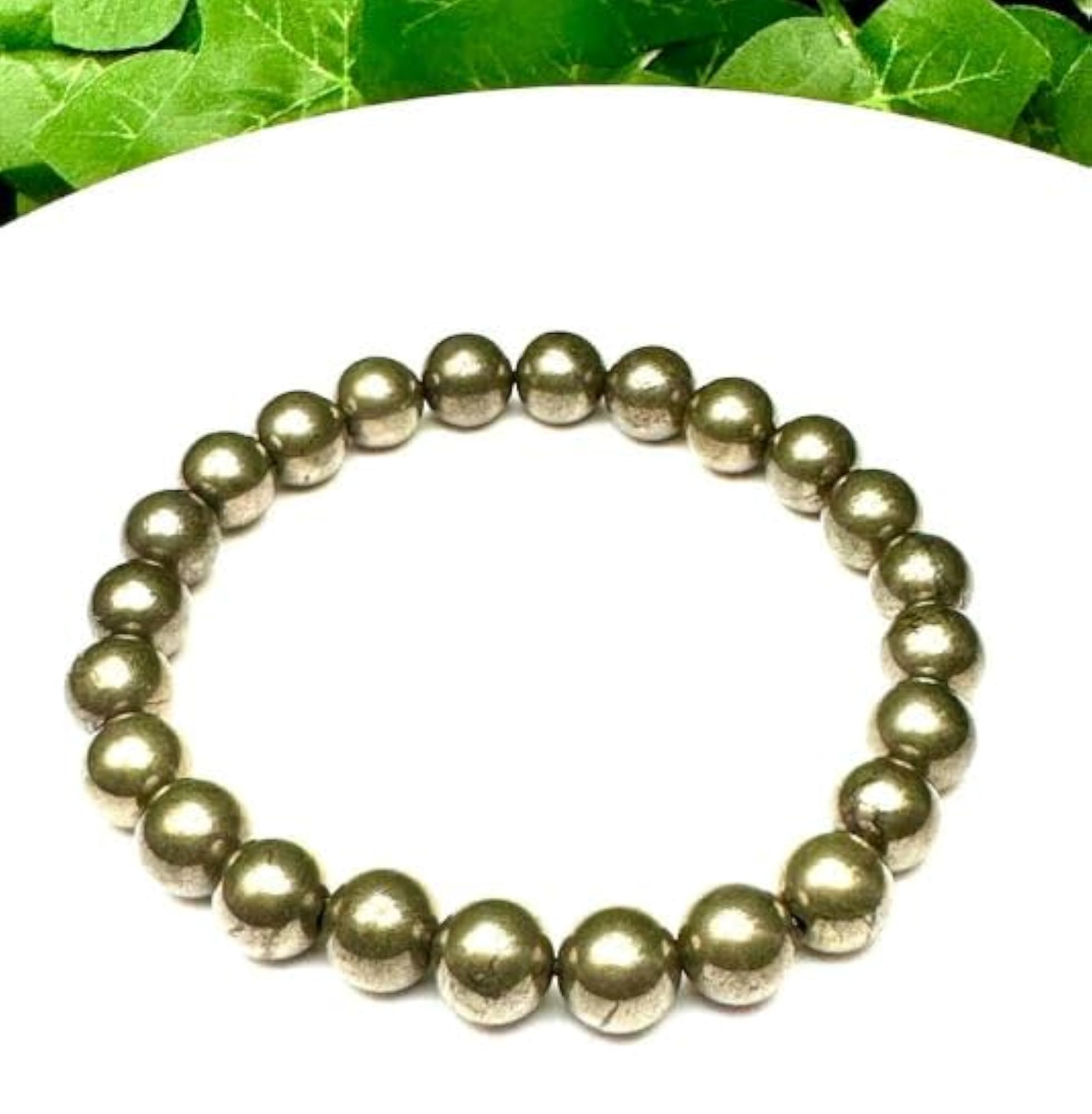 Fools Gold Crystal Handmade Round Bead Bracelet, Certified