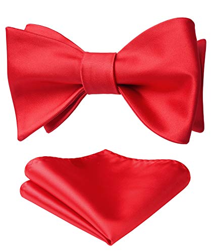Bow Ties for Men Bright red Self Tie Bow Tie & Pocket Square Set Classic Formal Satin Bow ties for Tuxedo Wedding Party Bow Ties for Men Bright red Self Tie Bow Tie & Pocket Square Set Classic Formal Satin Bow ties for Tuxedo Wedding Party