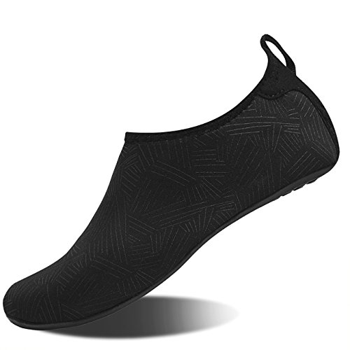 HMIYA Aqua Socks Beach Water Shoes Barefoot Yoga Socks Quick-Dry Surf Swim Shoes for Women Men (JH.Black, 38 39EU)