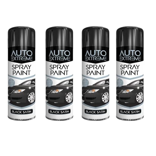 SDMAX All Purpose Black Satin Spray Paint, Satin Finish, Suitable for Wood, Metal, Plastic, and, Glass Surfaces, Quick Spraying, Interior and Exterior Usage, 250ML (4 Pcs)