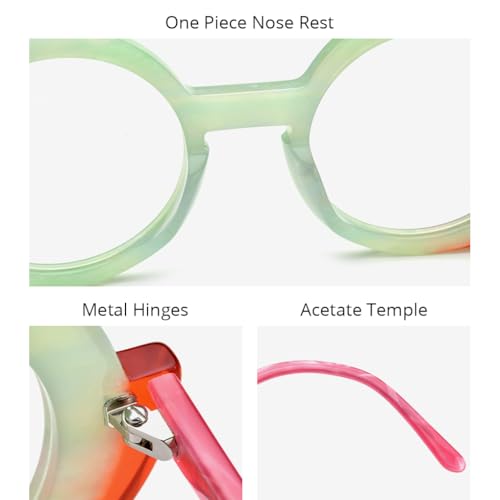 Image of HEPIDEM Multicolor Acetate Glasses Frame Women,Oversize Round Optical Eyeglasses 9345