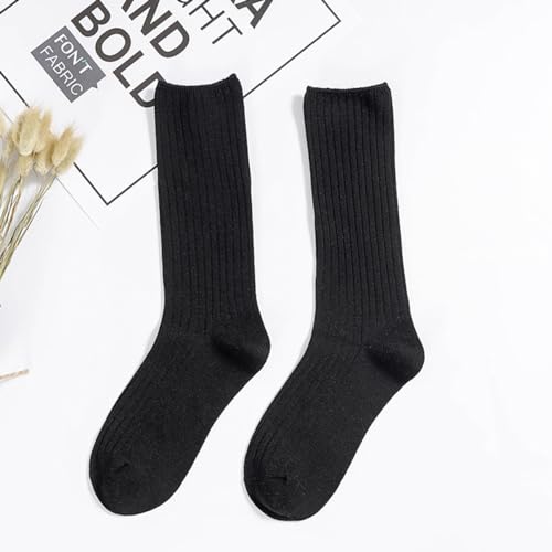 Image of Women Crew Dress Socks Cotton Solid Color Slouch Sock for Dressy Shoes 5 Pack