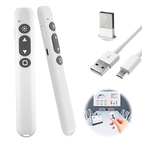 Präsentation Clicker USB, Presenter Präsentationen für PowerPoint 100m, 2.4GHz Präsentationsfernbedienung mit USB-Empfänger Hyperlink, Wiederaufladbare Kabellose Pointer für Mac/Win/Android