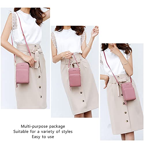 Image of myfriday Small Cell Phone Crossbody Bag, Multi-pocket & 6 Card Slots | 6 card slots, multi-pocket zipper layout and soft synthetic leather keep phone, lipstick, coins and keys ready outdoors