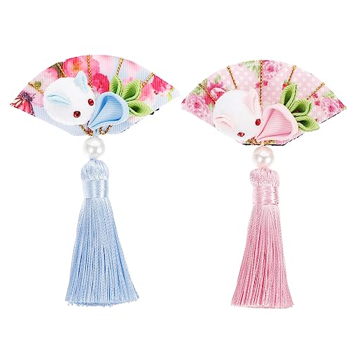 VALICLUD 2個可愛い和風ウサギ発? 結婚式 イースター用タッセルヘアクリッ