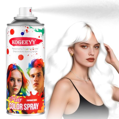 White Hair Spray Temporary Hair Color Spray for Kids Women Men(White,120ML)