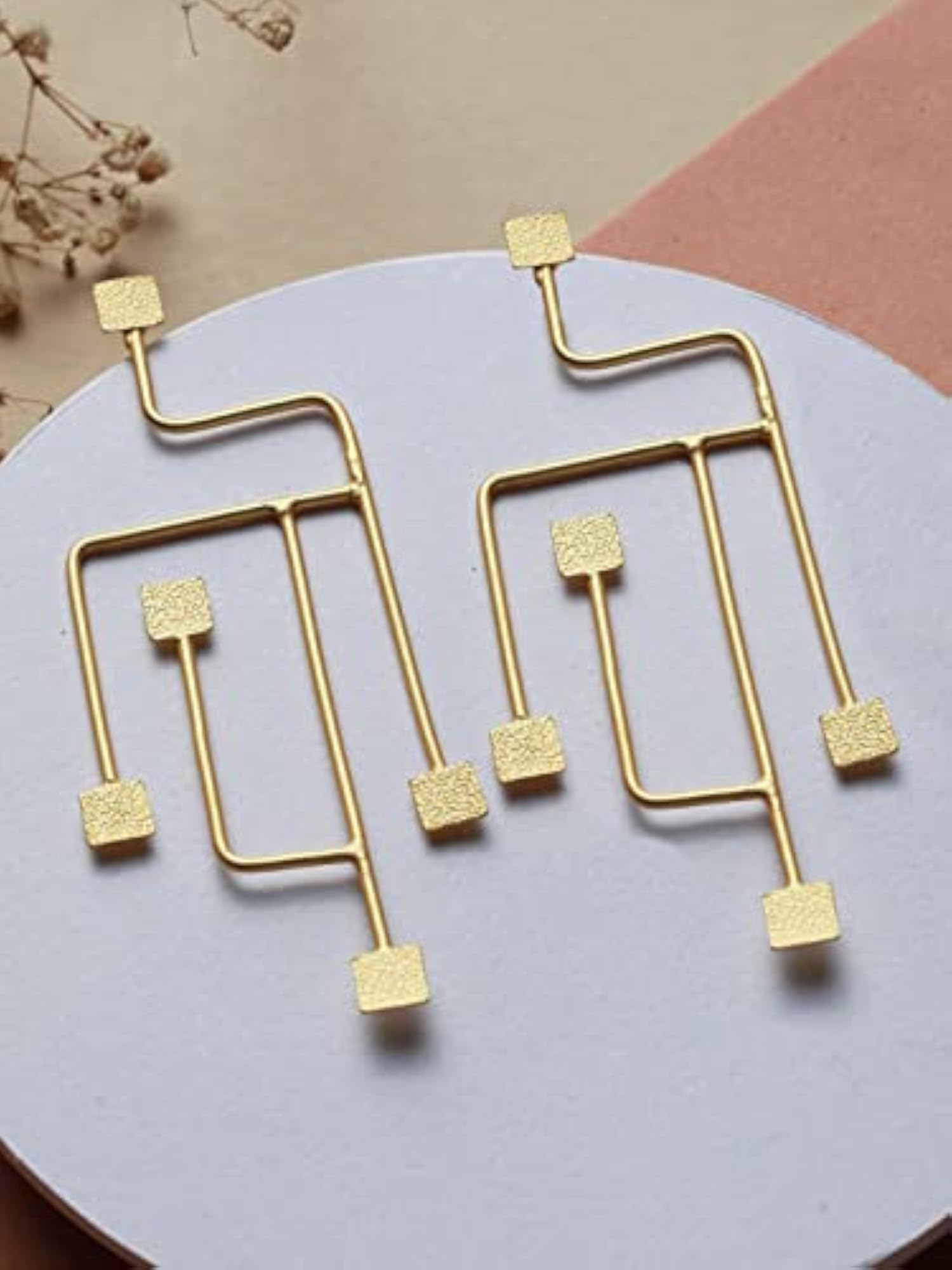 Women's Contemporary Line Plated Drop Earrings