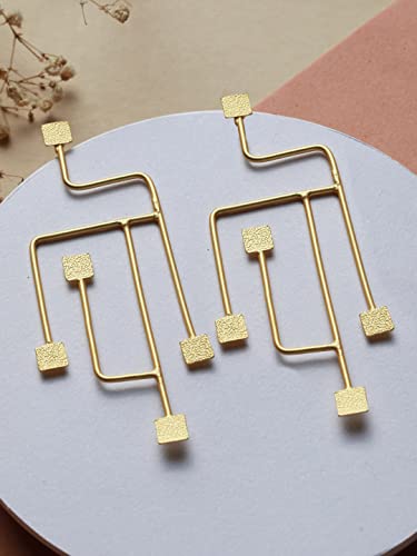 Women's Contemporary Line Plated Drop Earrings