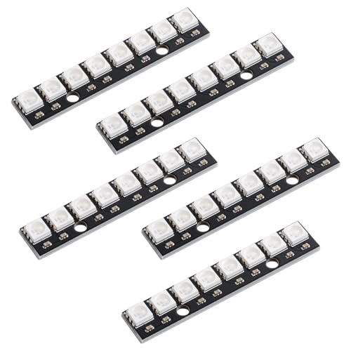Geekstory 8 Bits WS2812 5050 RGB LED Strip 5050 Full Colour RGB LED Module Built-in Driver para Arduino Raspberry Pi ESP32 (5 unidades)