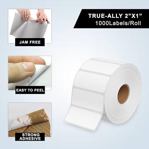 Image of Direct Thermal Sticker Labels 50x25mm (2x1 Inch) - Barcode & MRP Label Roll, 1000 Labels Per Roll, Pack of 2 for Billing & Retail Use
