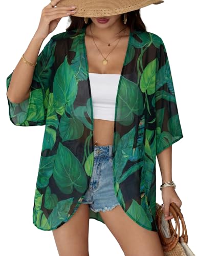 Image of Chunoy Women Floral Beach Wear Cover Up Chiffon Kimono Cardigan Open Front Blouse Beach Resort Wear for Swimwear 2026