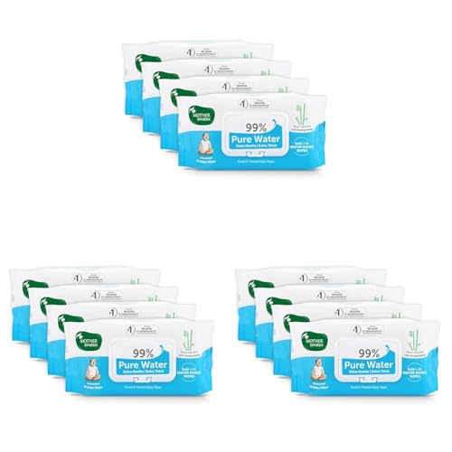 Image of Mother Sparsh Unscented 99% Pure Water (Unscented) Baby Wipes, 72 Baby Wipes, Blue (Pack of 12)