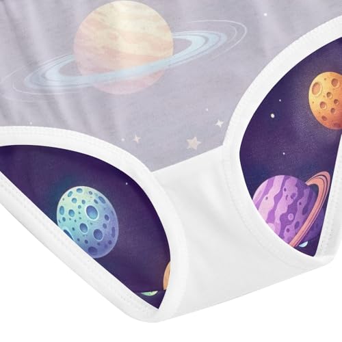 Toddler Girl Briefs, Cute Colorful Planets Girls Cotton Underwear, 2–8 Years4