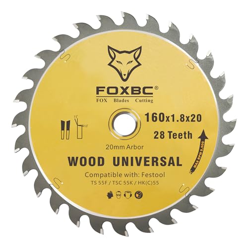 FOXBC 495377 for festool Track Saw Blade 160mm(6 1/4') 2.2mm 20mm 48T ATB