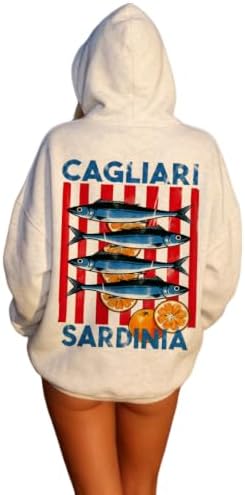 Women's Oversized Beach Graphic Hoodie Y2k Teen Girls Vintage Swe...