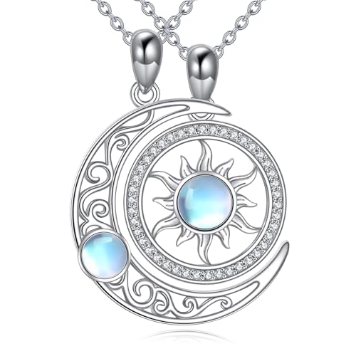 Couples BFF Matching Necklaces 925 Sterling Silver Cross/Yin Yang/Sun Moon/Mountain Wave Pendant Necklace Anniversary Birthday Gifts