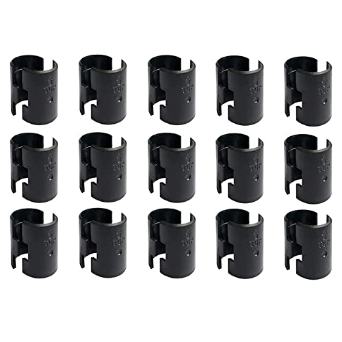Image of WAFJAMF 30 Pcs 15 Pairs Wire Shelving Shelf Lock Clips for 1 inch Post Black | Durable plastic rack sleeves replacements fits 1 inch metal poles with layer height adjustment stability