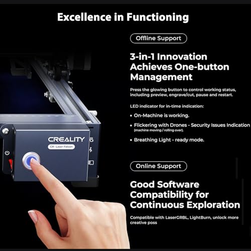 Creality Falcon 5 W lasergraveermachine, zeer nauwkeurig, 10.000 mm/min, lasergraveermachine voor hout, metaal, glas, leer, doe-het-zelf lasergraveermachine voor beginners - Afbeelding 5