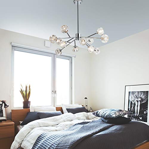 Weesalife Sputnik Chandelers Modern Crystal Pendant Light Chandelier 12 Lights Contemporary Chrome Branches Chandeliers Ceiling Light Fixtures For Dining Room Bedroom Living Room G9 Bulbs #TOP4