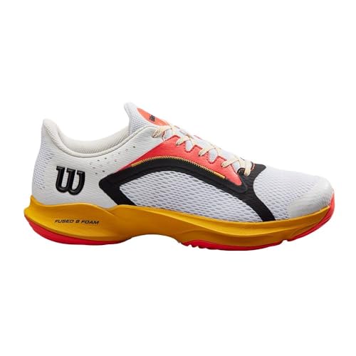 Wilson HURAKN 2.0, Zapatillas de pádel Hombre, White/Old Gold/Fiery Coral, 44 2/3 EU