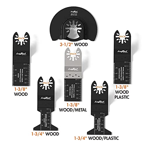 AugTouf Oscillating Saw Blades 24PCS, Multitool Blades for Wood,Metal,Plastic,Bolts, Universal High Carbon Steel Multi Tool Blades with Quick Release Design - Thumbnail 3