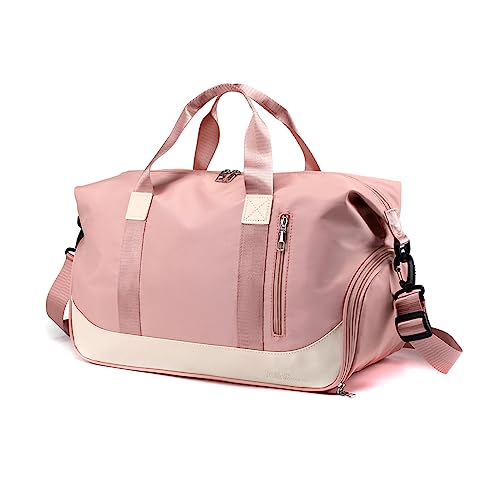 sotirsvs Unisex Sporttasche Reisetasche mit Schuhfach und Nassfach Weekender Travel Gym Bag Wasserdicht Trainingstasche Verstellbarer Schultergurt Leichte Fitnesstasche.pink