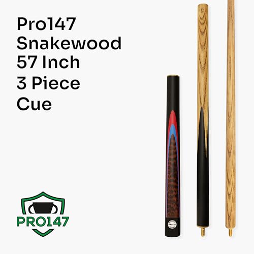 PRO147 Snakewood 3pc Snooker Pool Cue 57 Inch with Matching Ash Grain and 9.5mm Tip - Image 4