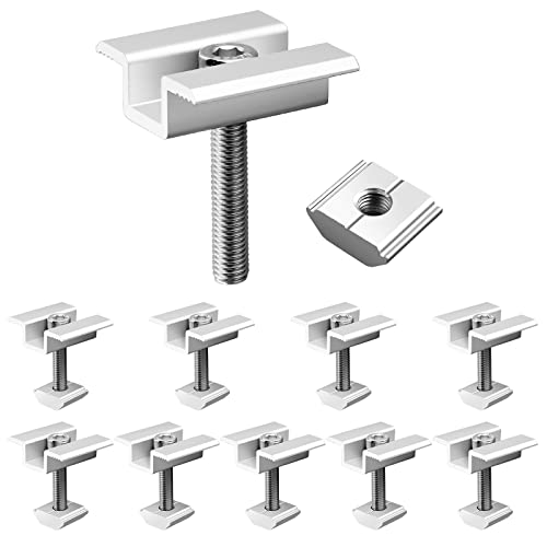 GARLLEN Clip Central de Aluminio para Paneles Solares Fotovoltaicos Pack de 10 Carril de Montaje Fotovoltaico Accesorios para Módulo Solar Altura 35 mm Cover