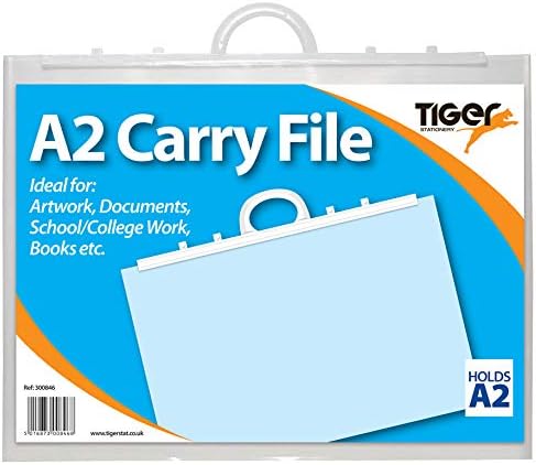 Clear A2 Art Portfolio Weatherproof Flat Folder Carry Case + Handle