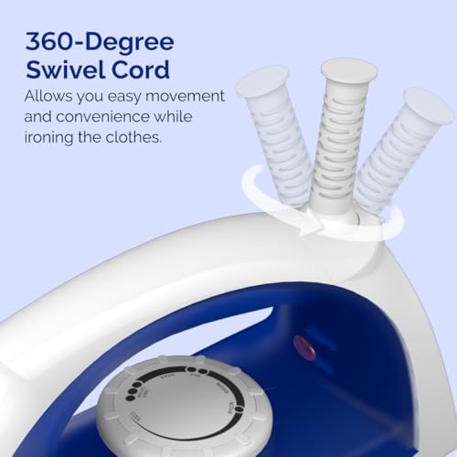 Image of Crompton Glideo 1000 W Dry Iron with Non-Stick Soleplate, Unique Translucent Body, 360 Swivel Cord, 6 Fabric Settings, 2 Year Warranty, Iron Press