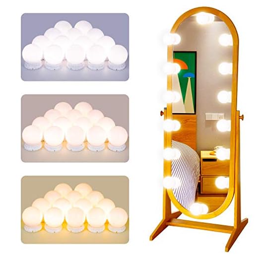 Vanity Mirror Lights Kits LED Lights for Makeup Mirror Hollywood Vanity Mirror Lights with 14 LED Bubbles for Bathroom Dressing Table Mirror Lights Wall Mount Lights Kit for Decor (White)