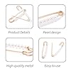 Lot de 4 épingles à nourrice en perles pour femme, épingles à nourrice décoratives tendance pour vêtements, écharpes, robes, pantalons, jupes, manteaux, taille (doré, argenté) #2