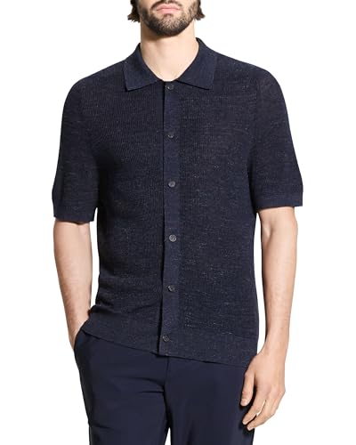 Theory Men's Short Sleeve Button Down in Pacific Linen