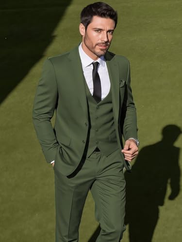 Men's Suits Slim Fit 3 Piece Suit for Men Two Button Blazer Jacket Vest Pant Tuxedo for Wedding Prom Business2