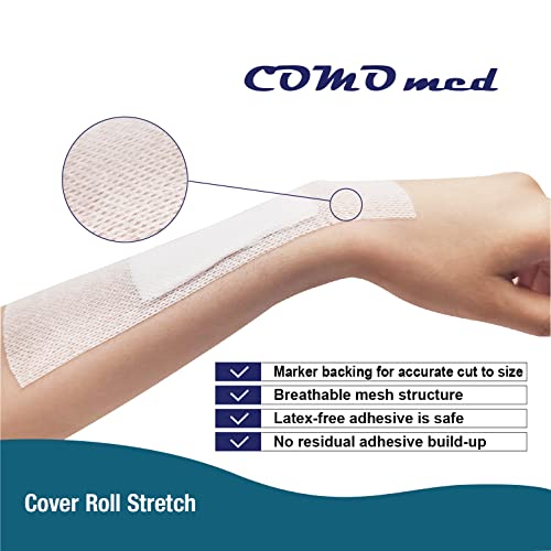 Comomed Non-Woven Cover Roll Stretch Tape - 2"X10.94Yd First Aid Tape - Dressing Retention Tape - Breathable Cohesive Wrap Bandage Roll Film (1 Roll) #TOP4