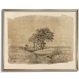 Vodefoad Neutral Wall Art Decor Vintage Tree Sketch Canvas Prints Moody Antique Landscape Art Rustic Neutral...