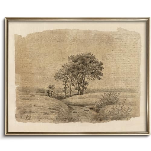 Vodefoad Neutral Wall Art Decor Vintage Tree Sketch Canvas Prints Moody Antique Landscape Art Rustic Neutral Nature Drawing Oil Painting for Gallery Nursery Bedroom Bathroom Office - 8x10Inch Unframe