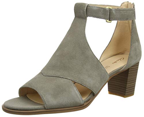 Clarks Kaylin60 Glad, Zapatos con Tacon y Correa de Tobillo Mujer, Beige (Sage Suede Sage Suede), …