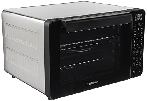 GoWISE USA 25-Quart Air Fryer Oven & Professional Dehydrator with 3 Heating Elements & Rotisserie, 12 Functions, Preheat & 5 Cooking Levels – Fits 12-Inch Pizza, 11 Accessories and Stainless Steel
