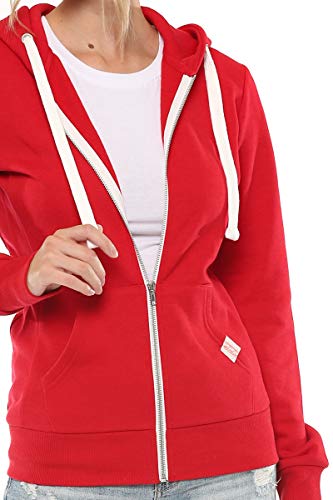 Urban Look Womens Active Long Sleeve Fleece Zip Up Hoodie With Plus Sizes (Medium, B1 Solid Red) #TOP5