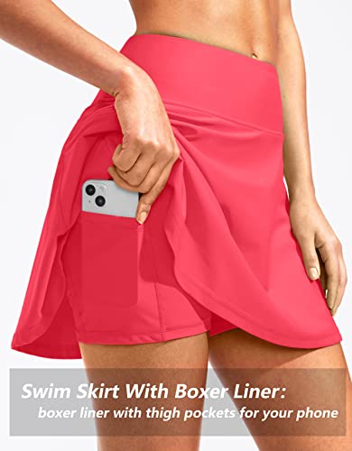 Image of Kayrth Women's High Waisted Swim Skirt with Zipper Pockets Tummy Control Bathing Suit Swimsuit Tankini Bottoms