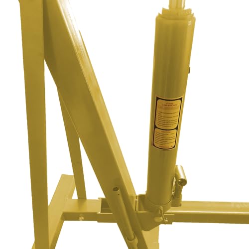 TUFFIOM 2 Ton Folding Hydraulic Engine Crane with Telescopic Boom and Outriggers and Hook, 4400 lbs Workshop Crane Lifting Cherry Picker, Heavy Duty Steel Electric Hoist, Yellow