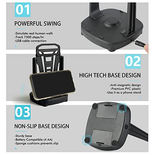 SNYZO Phone Swing, Phone Rocker Compatible avec Pokemon Go Walker Téléphone Portable Podomètre Accessoires (Support 2 Téléphones) (Version Mute) (Câble USB) (Compatible avec Batterie) Dispositif de – vue 6