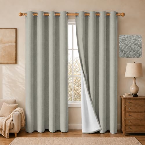 SABALANICA 2 Panels 100% Blackout Linen-Textured Grommet Curtains by SABALANICA - Used condition - US$29.96